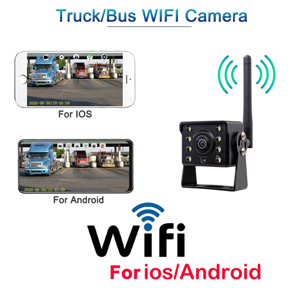 Draadloze WiFi Auto Omkeren Achteruitrijcamera Voor Vrachtwagen Aanhangwagen RV Camper Schokbestendig Waterdicht 170 ° Groothoek Nachtzicht