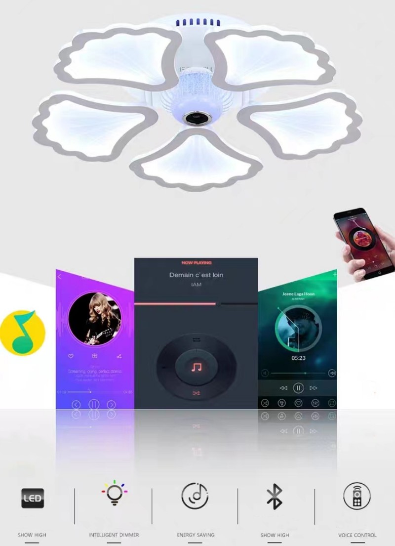 LED Ceiling Light App Control RGB Music Ceiling Lamp Bluetooth Speaker Indoor Living Recreation Room Bedroom Light110/220V