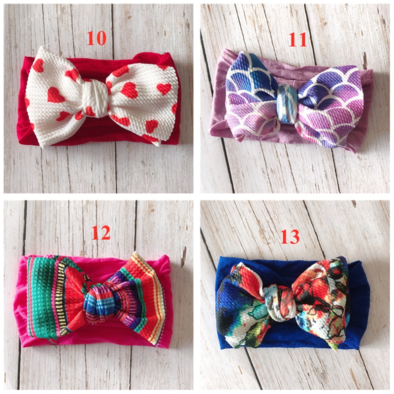 Śliczne dziecko nadrukowane Big Bowknot Opaska na głowę Baby Girl Turban Soft Elastic Bow Hair Band dla nowonarodzonych dzieci Dzieci