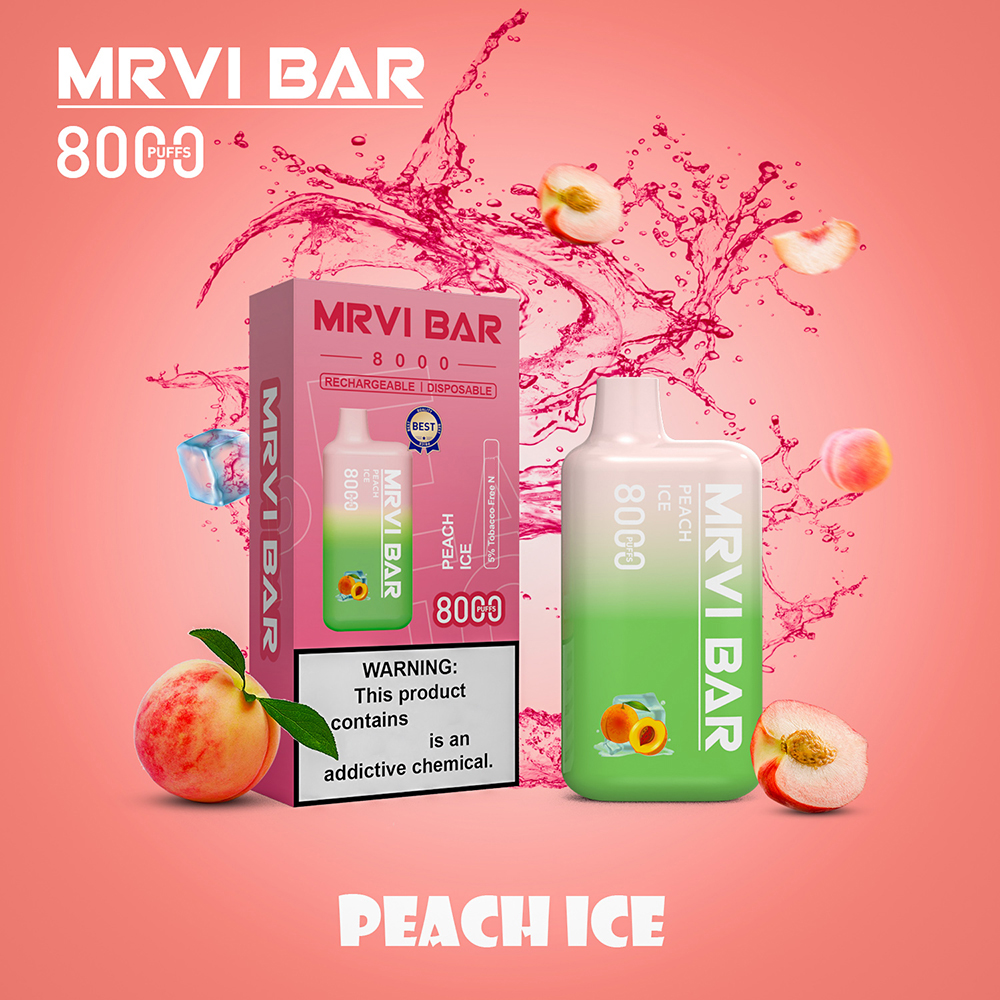 Original MRVI BAR 8000 bouffées de cigarettes électroniques jetables 9K Puff Vape Pen Cigs électroniques Bobine de maille 18 ml Pod Batterie rechargeable 0% 2% 3% 5% Vapeur 48 saveurs