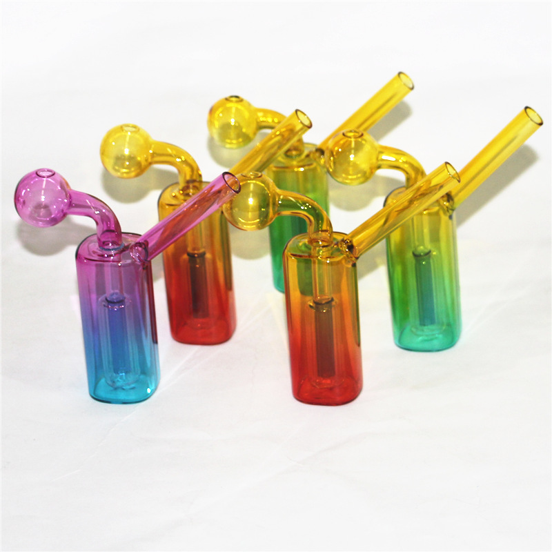 Square Glass Smoking Pipes Hookah Glass Pipe Oil Burner Tobacco Bowls Ash Catchers Integrated Bong Percolater Bubbler