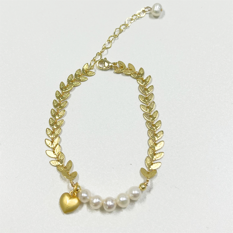 Bracelet Simple en perles de blé, accessoire en forme de cœur 3D, cadeau de saint-valentin pour femmes