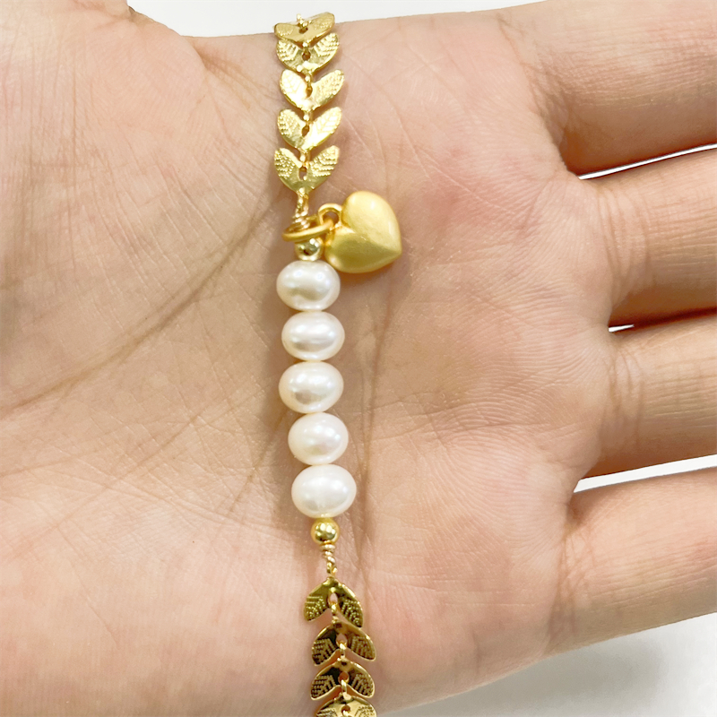 Bracelet Simple en perles de blé, accessoire en forme de cœur 3D, cadeau de saint-valentin pour femmes