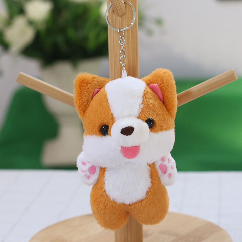 Söt och söt Corgi Dog Doll Dog Pendant Plush Toy Doll Bookbag Pendant Keychain tygdocka