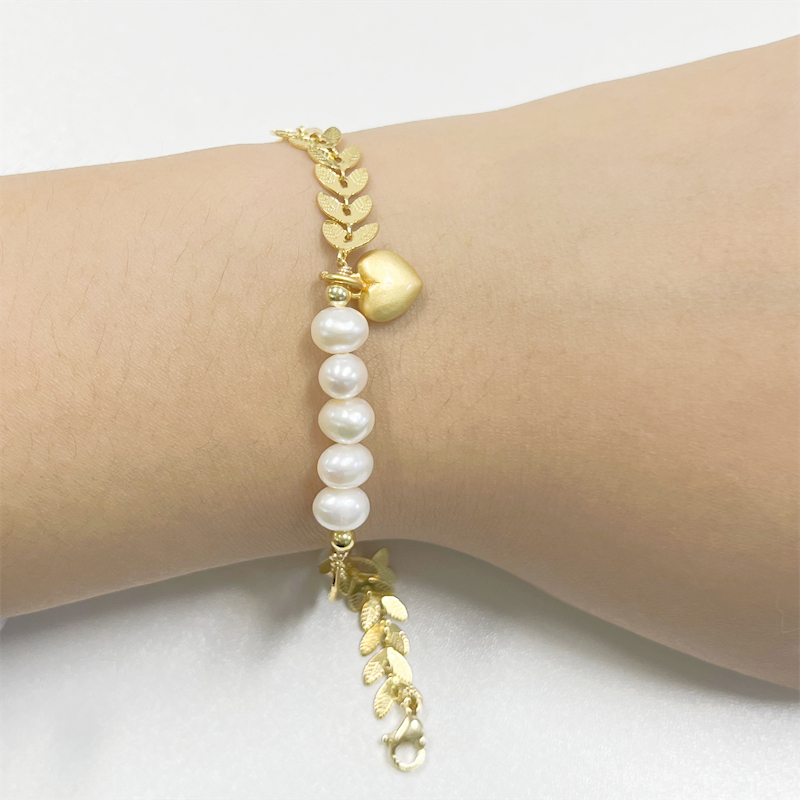 Bracelet Simple en perles de blé, accessoire en forme de cœur 3D, cadeau de saint-valentin pour femmes