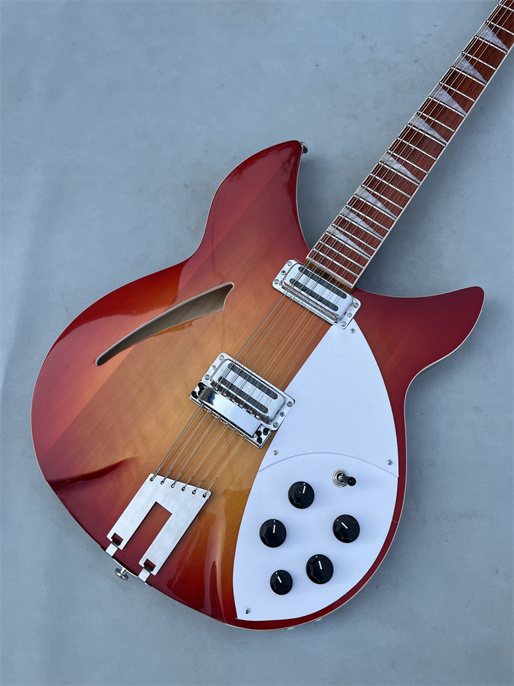 2023 Wysokiej jakości 12-strunowy gitara elektryczna, gitara elektryczna Ricken, Sunburst Color Rosewood Twalenboard, bezpłatna wysyłka.