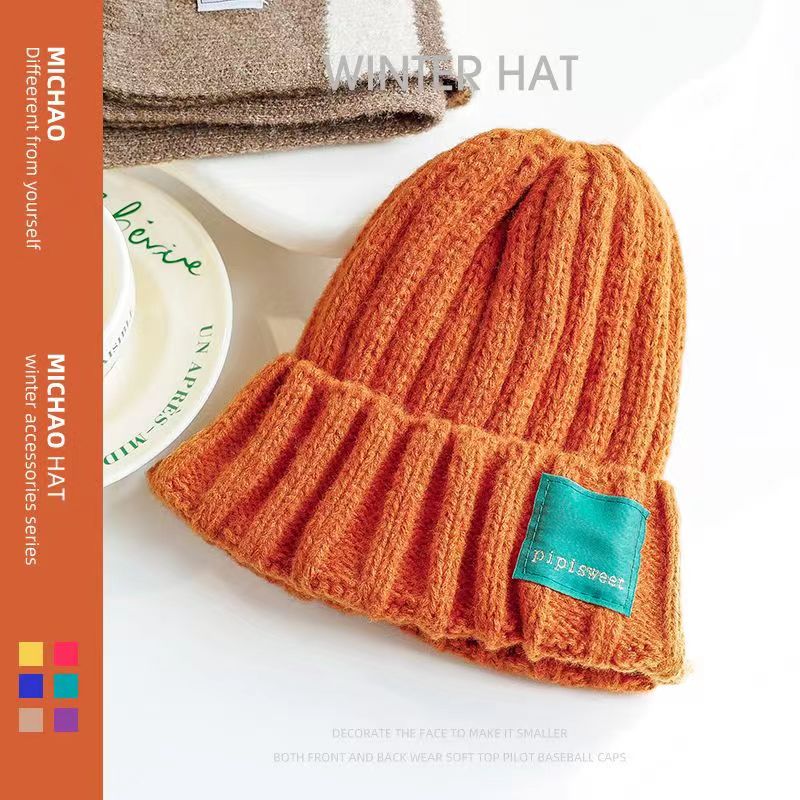 Japanese cloth pullover hat Students men and women couple knitted hat winter casual ear protection warm woolen hat tide