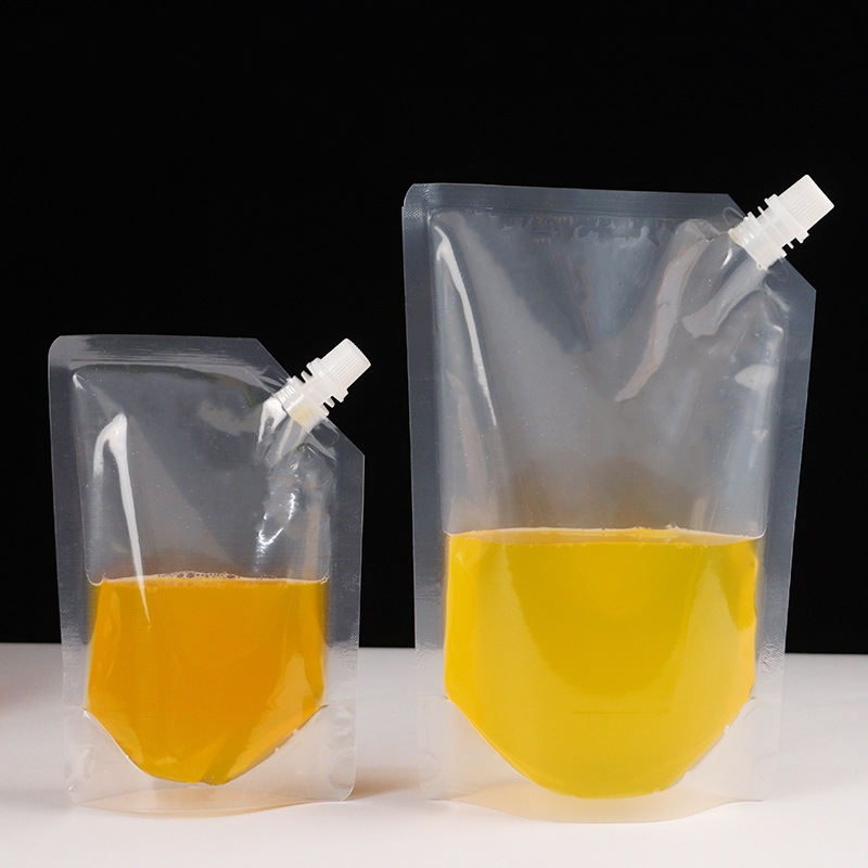 Disposable Plastic Drinking Beverage Bags 200ml 250ml 350ml 380ml 500ml 1000ml Spout Liquid Stand Up Nozzle Pouch For Soya Milk Tea Coffee Juice Water Cold Drink Pack