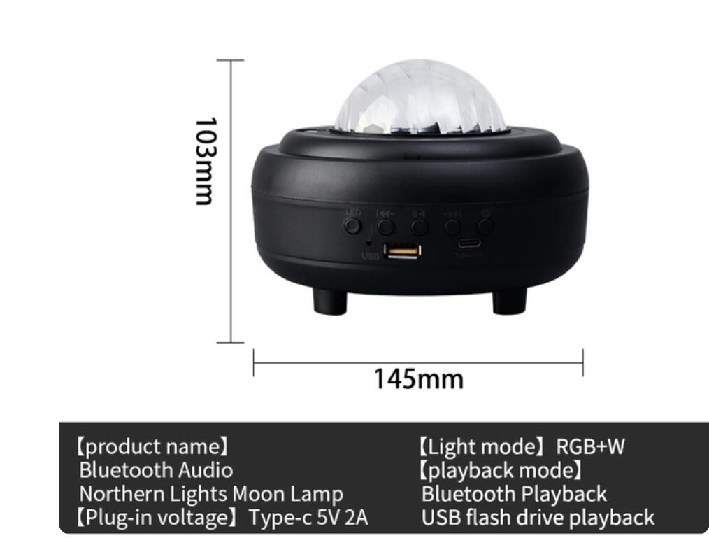 Bluetooth 오디오 북부 조명 달 램프 별이 빛나는 스카이 프로젝터 장식 야간 조명 어린이 침실 침대 옆 생일 선물