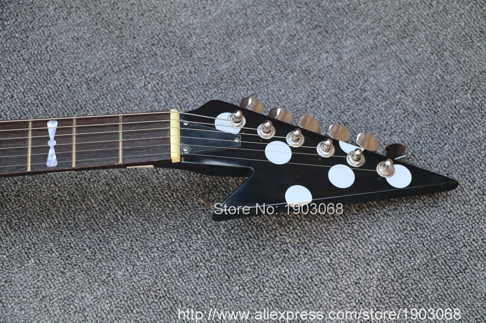 Klassische Custom-Shop-Randy-Rhoads-Signatur-Flying-V-E-Gitarre mit Polka-Dot-Finish, Top-China-Gitarre