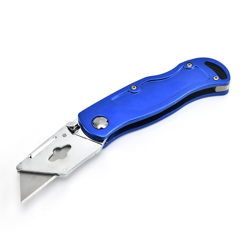 Small rostfritt stål fällbara knivar utomhus camping fickblad verktyg kniv multifunktion edc mini cutter blå