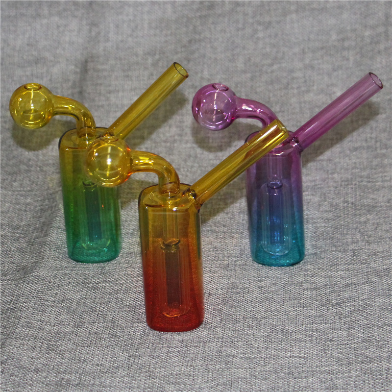 Tubos de queimador de óleo de vidro de 4,72 polegadas Bong Hookah Pocket Bubbler Cachimbo de fumo Coletor de cinzas Tubos de bolha recicladores