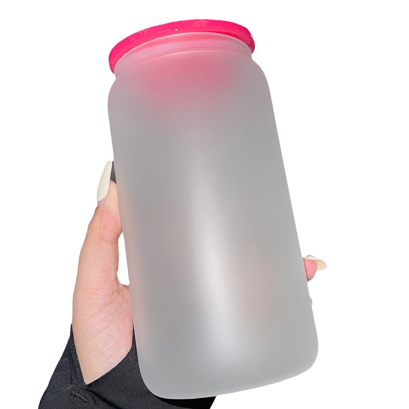16オンスの昇華ガラス瓶のプラスチックカバーのための交換可能なカラフルな蓋ガラスビールマグカップ飲料眼鏡0918208F