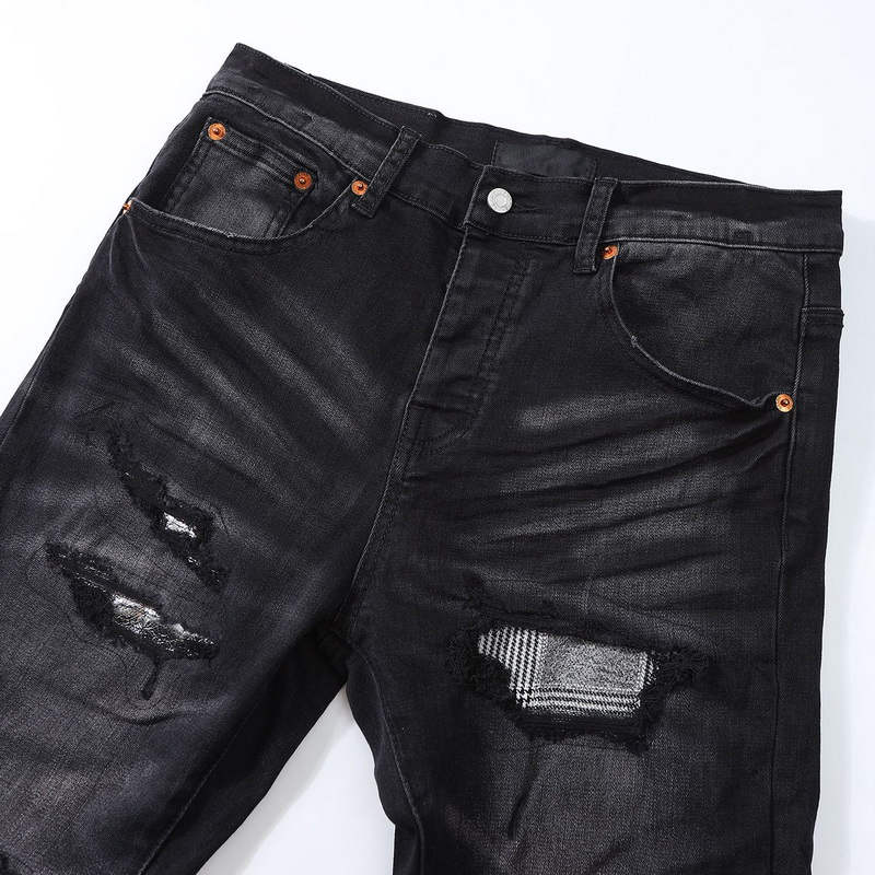 Hommes Man PB Purple Black Patches Skinny Fit Patchwork 청바지 크기 29 38