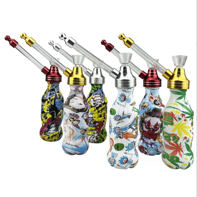 Latest Colorful Bottle Cup Hookahs Metal Smoking Tobacco Cigarette Pipe Bongs Jamaica Hand Pipes Filter Glasss Tube Oil Rigs Tools Accessories