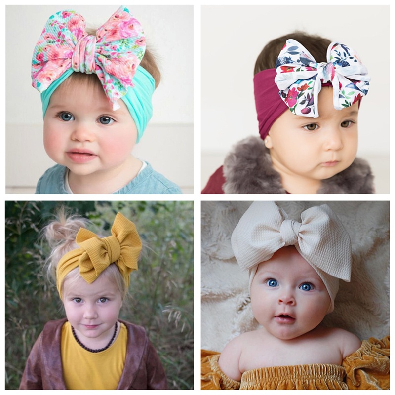 Mignon bébé imprimé grand nœud papillon bandeau bébé fille Turban doux élastique arc bandeau de cheveux pour les enfants nouveau-nés enfant tête enveloppement accessoires de cheveux