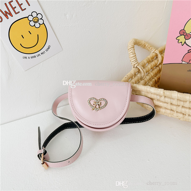 ins invely retro children forms baby girls love heart bowknot acagonal accessories small satchel bag Kids crossbody facs f1776