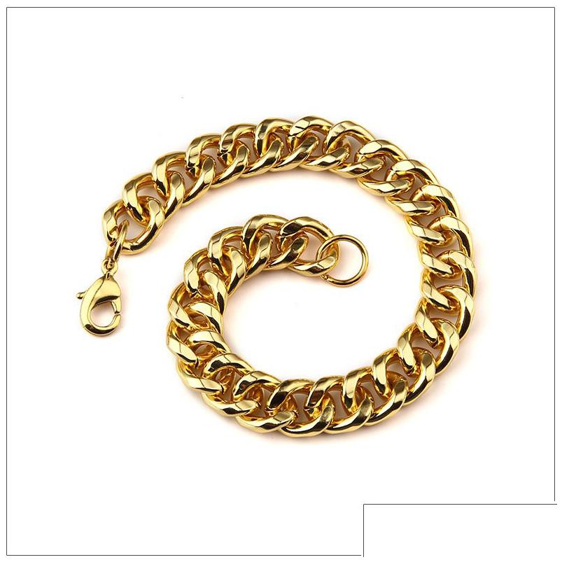 Chain Mens Stainless Steel Bracelets For Male Gold Sier  Cuban Link Chains Bangle Fashion Never Fade Jewelry Gift Drop Delivery Dhb8N