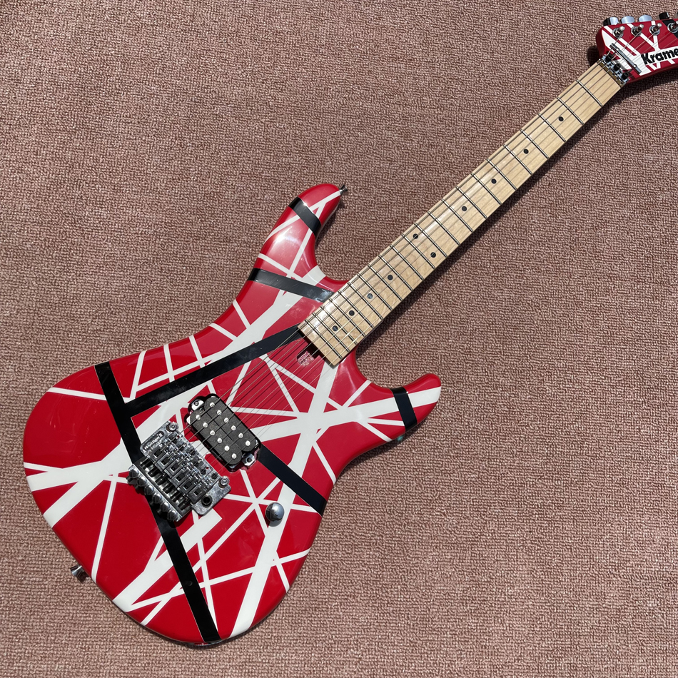 5150 Kram Electric Guitar Eddie van Halen 기타 무료 배달 블랙 스트라이프 레드 기타, 현악기, 무료 배송