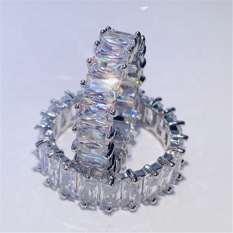 Luxusband Zirkonringe für Frauen Eternität Versprechen CZ Kristall Finger Diamond Ring Engagement Hochzeit Schmuck Liebes Ring Geschenk