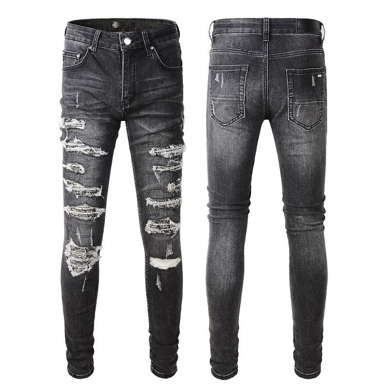 Herenjeans ontwerpers Jean-broeken Heren Borduren Patchwork Gescheurd Voor Trend Merk Motorbroek Heren Skinny Heren Jeans Punk Gestapeld Wit Recht Y2k maat 28-40