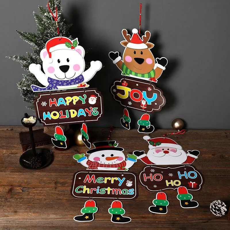 Christmas Ornaments Paper Board Door Window Hanging Pendant Welcome Merry-Christmas Boards Xmas Decortaions Santa Claus Snowman Free DHL SHip HH21-571