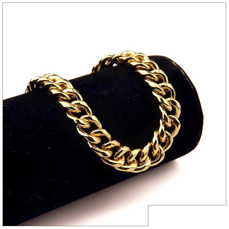 Chain Mens Stainless Steel Bracelets For Male Gold Sier  Cuban Link Chains Bangle Fashion Never Fade Jewelry Gift Drop Delivery Dhb8N