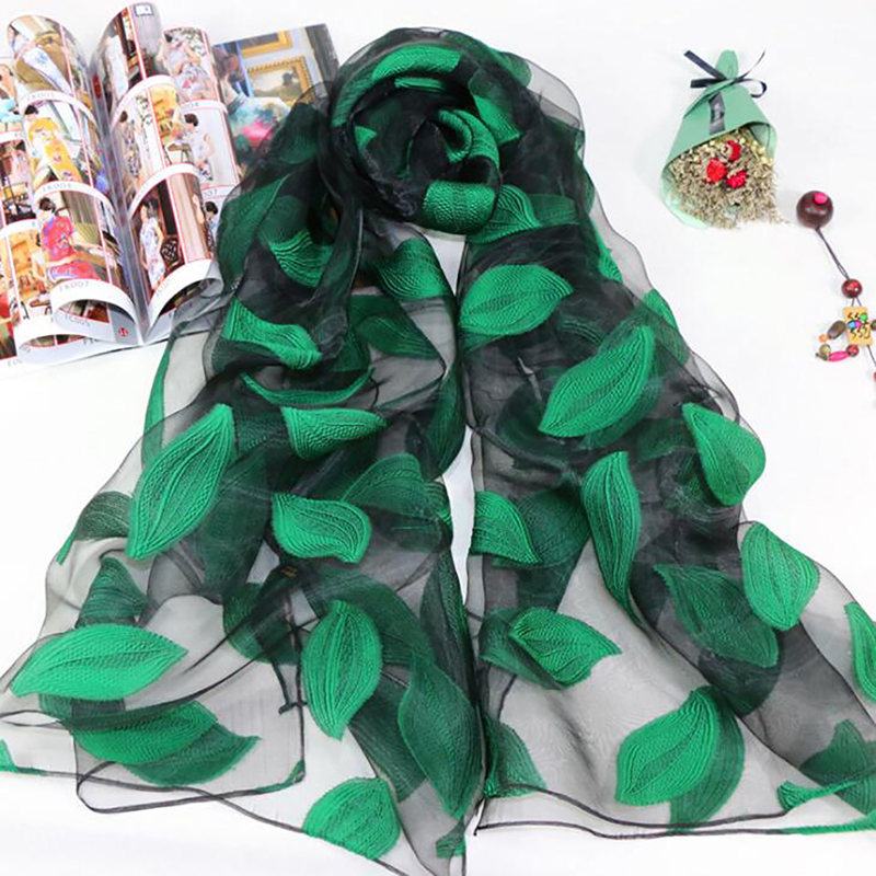 Offre spéciale foulard en soie femmes été brise léger transparent enveloppement et châles Bandana plage Organza gaze dentelle écharpe creuse