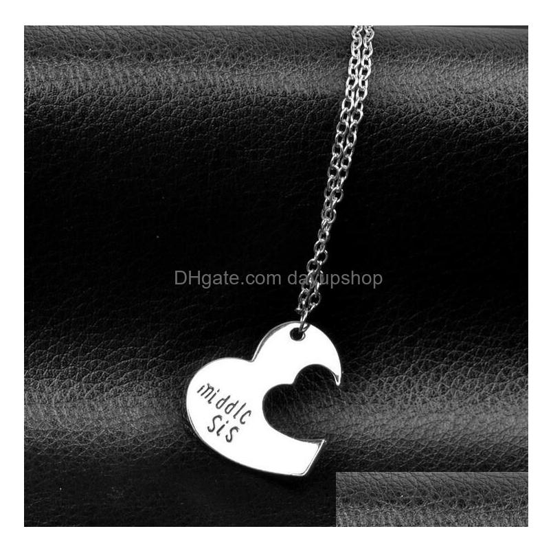Pendant Necklaces Three-Petal Stitching Love Necklace Friendship Little Middle Big Sister Pendant Clavicar Chain Women Girl Jewelry Gift Drop Delivery Dhh6U