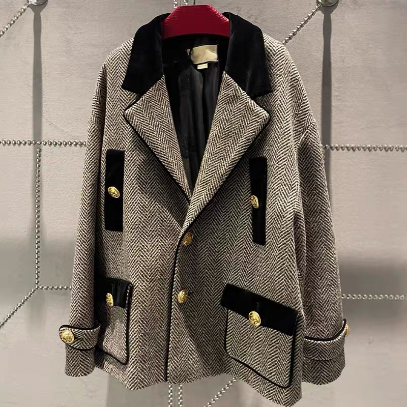 Kvinnors designer blazer jacka kappa kläder kvinna ull klassiska bokstäver spring nya släppta toppar