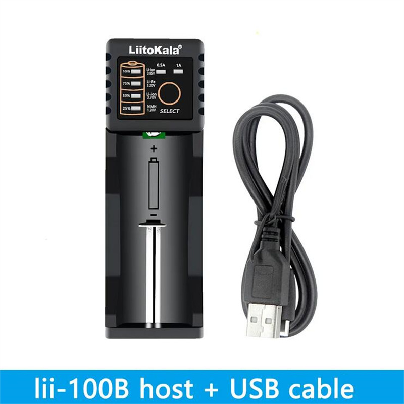 LiitoKala Lii-100B Lii-100 18650 Caricabatterie intelligente batteria 26650/18350/16340/18500/AA/AAA 3,7 V 1,2 V Ni-MH Ni-Cd al litio