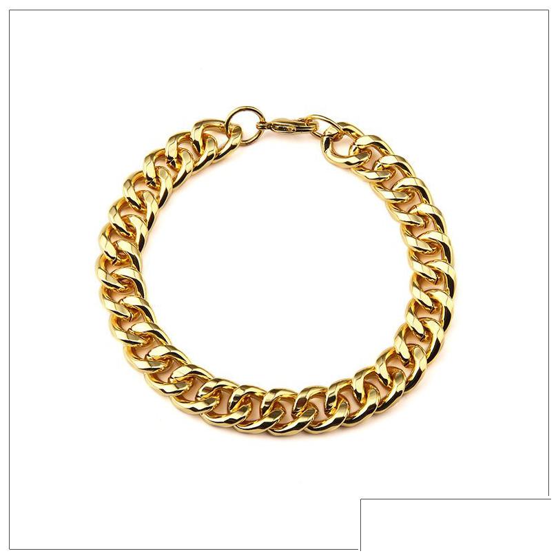 Chain Mens Stainless Steel Bracelets For Male Gold Sier  Cuban Link Chains Bangle Fashion Never Fade Jewelry Gift Drop Delivery Dhb8N