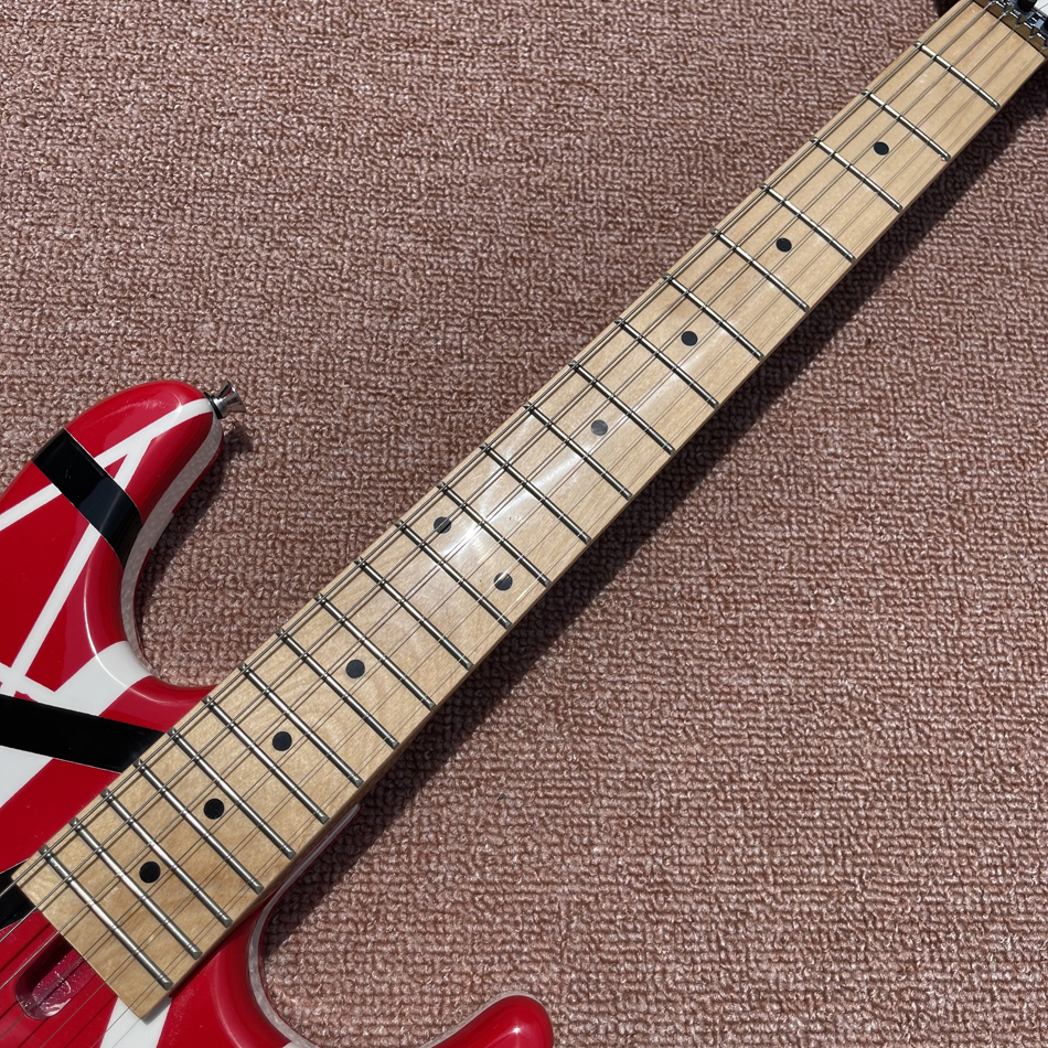 5150 Kram Electric Guitar Eddie van Halen 기타 무료 배달 블랙 스트라이프 레드 기타, 현악기, 무료 배송