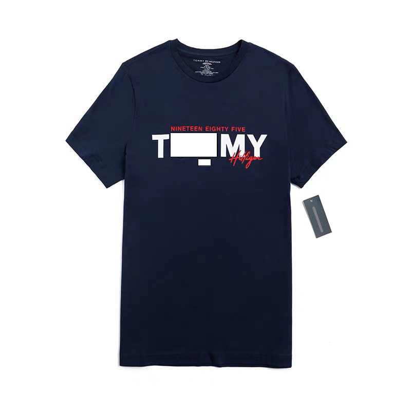 Tommy Luxury Short Sleeve Highend Crewneck Loose Print Casual Short Sleeve Tshirt Summer Designer Tshirt Original Label Top Quality Mens Cotton Tshirt