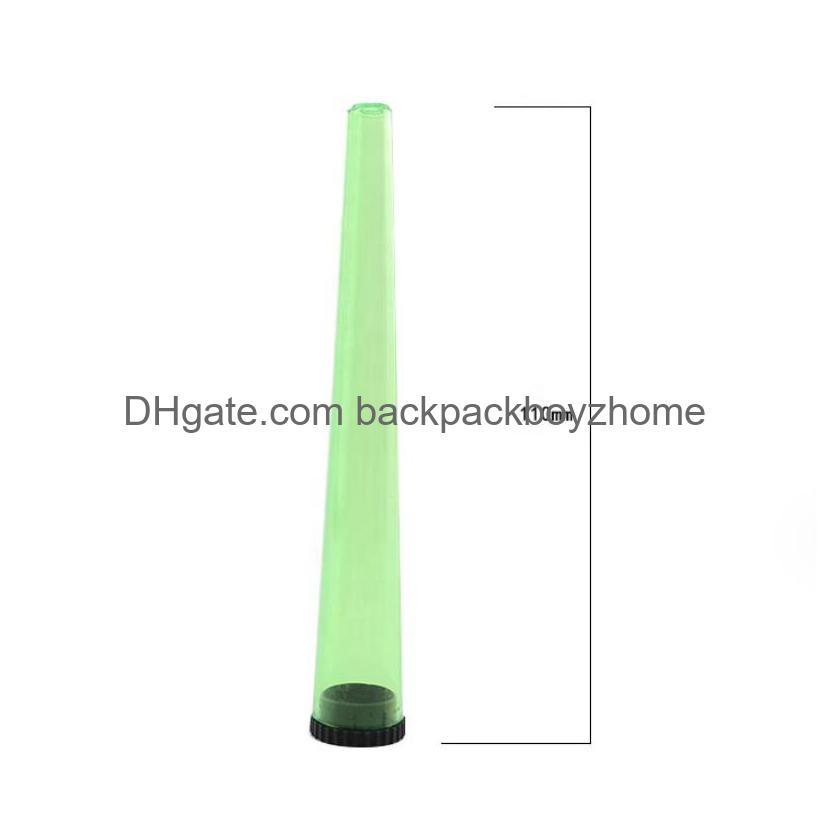 wholesale 110mm pre roll packaging plastic conical preroll doob tube joint holder smoking cones clear with white lid Hand Cigarette Maker
