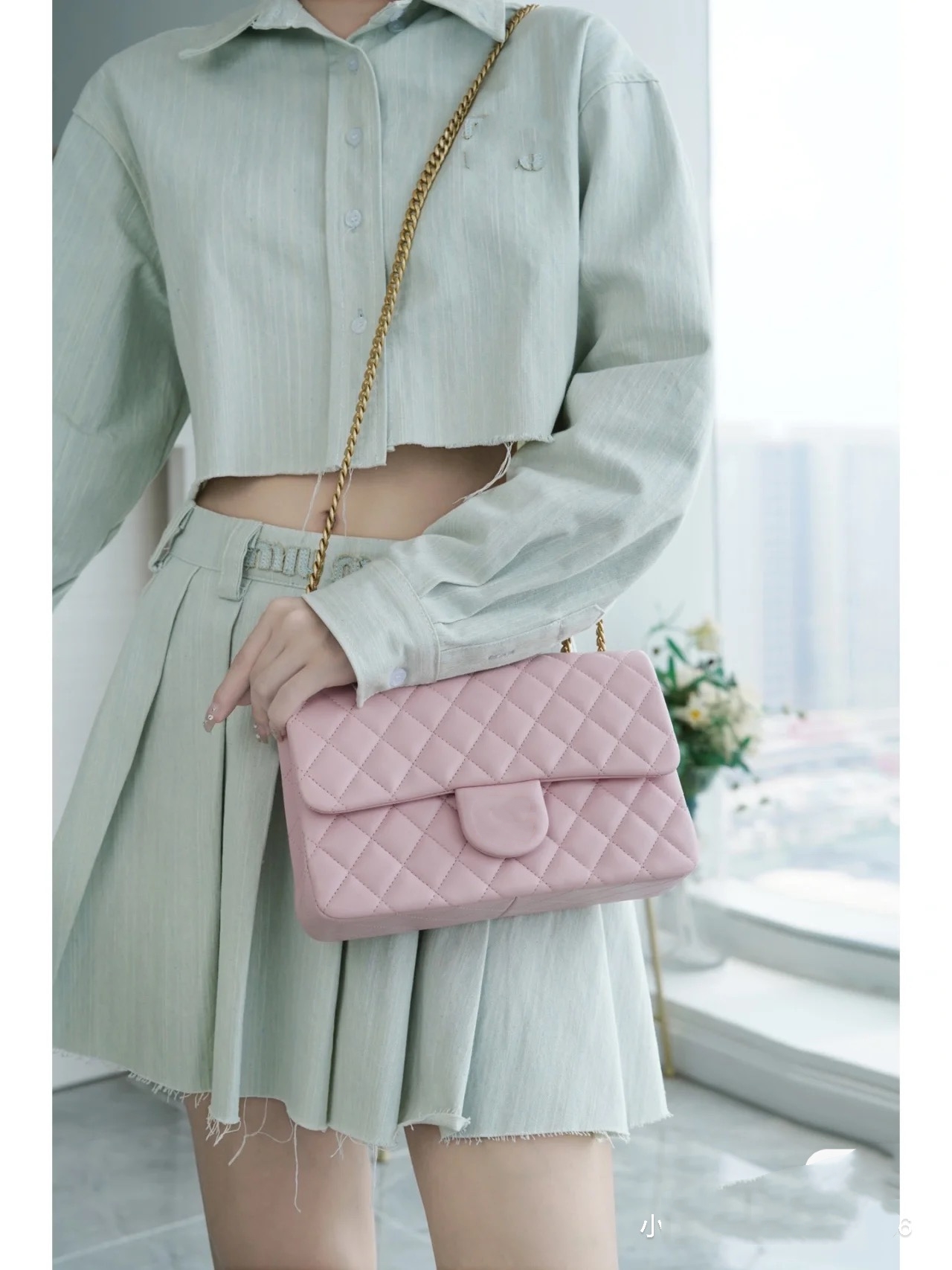 designer bag Shoulder Bag Luxury Handbags Totes Bags pink Channel chain bag Clutch Flap Women Check Purse Double Letters Solid Hasp Waist Square Stripes