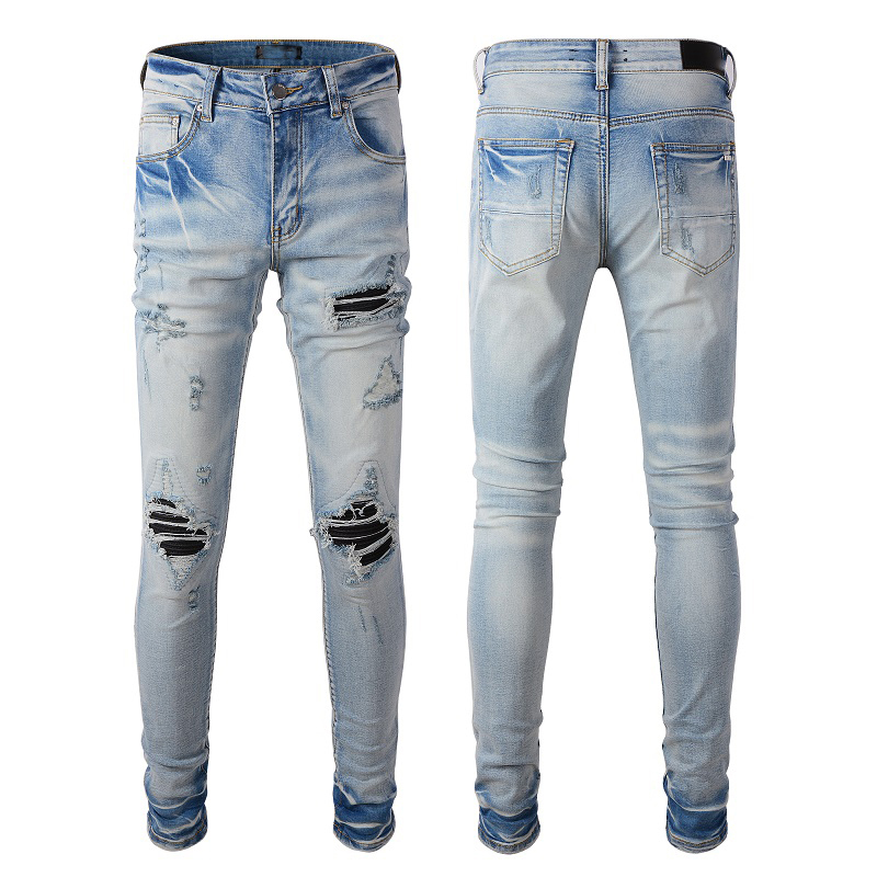 Herenjeans ontwerpers Jean-broeken Heren Borduren Patchwork Gescheurd Voor Trend Merk Motorbroek Heren Skinny Heren Jeans Punk Gestapeld Wit Recht Y2k maat 28-40