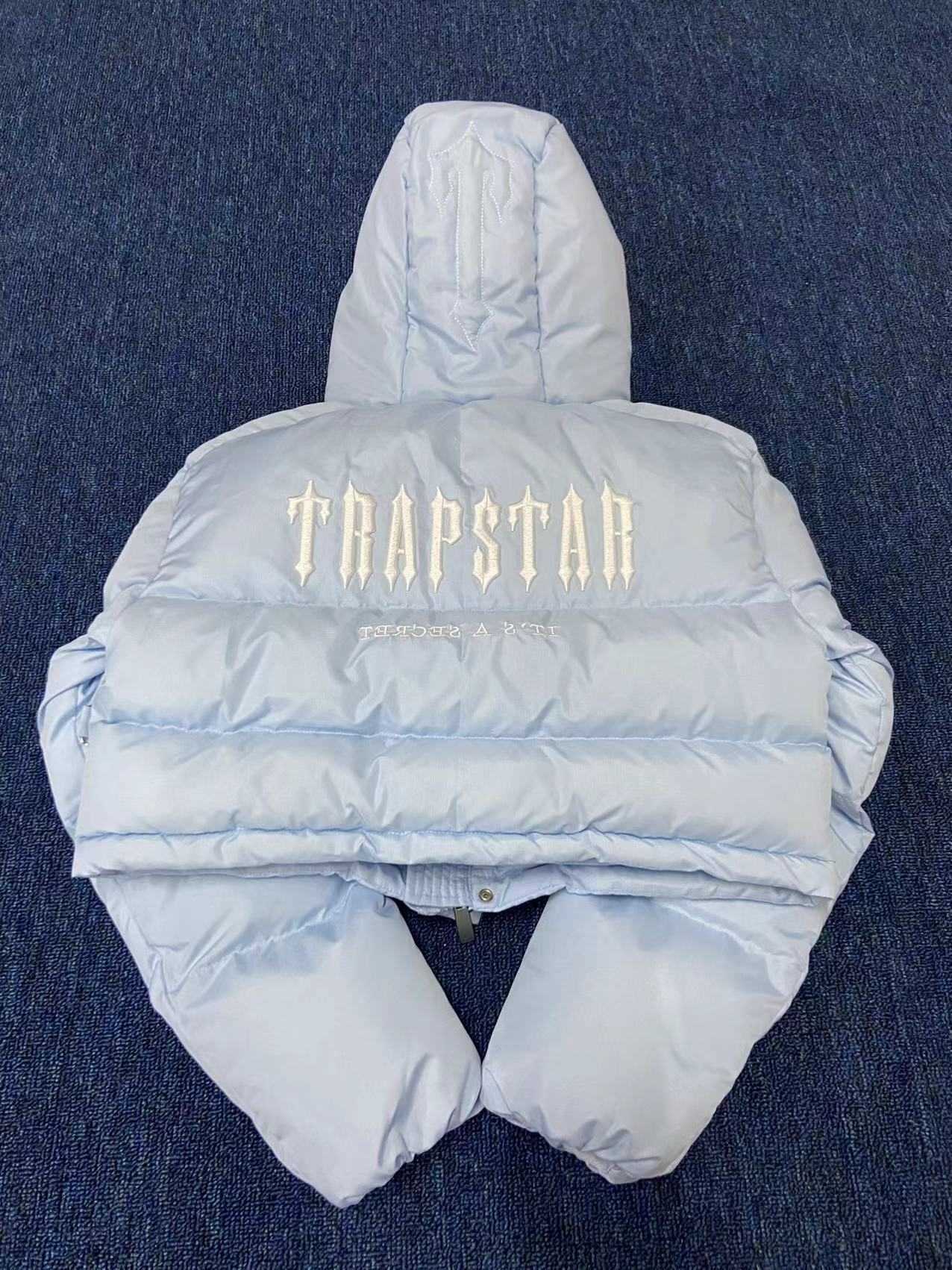 Veste courte à capuche Trapstar bleu clair en coton pour femme, petit, frais, tendance, décontracté