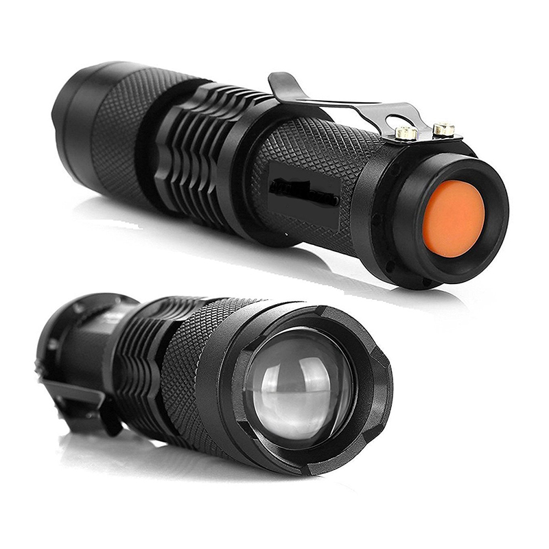 Mini Lanterna LED 3 Modos SK-68 Tocha Lâmpada Tática Foco Ajustável Luz Zoomable 5 Cores