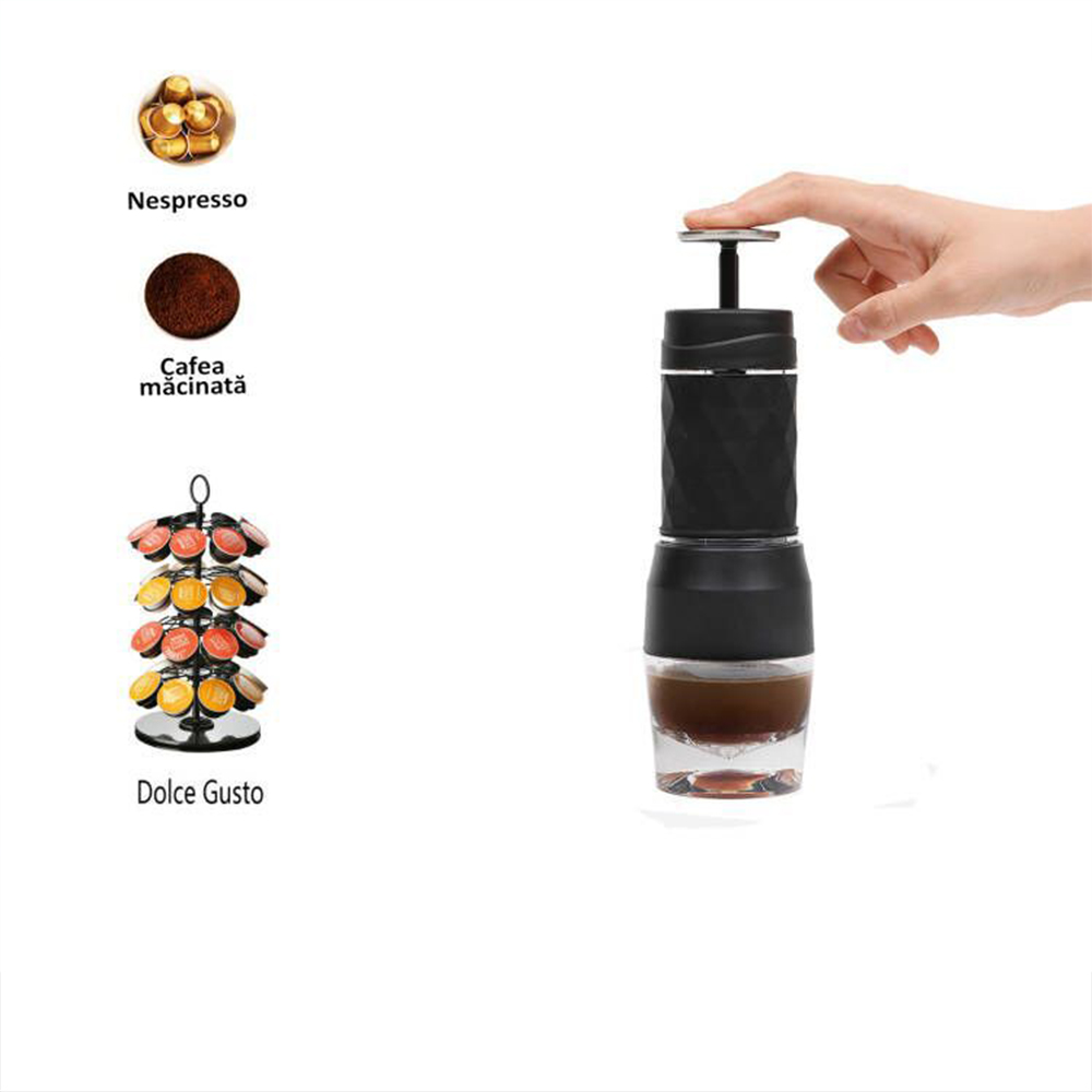 Espresso Coffee Maker Hand Press Capsule Ground Coffee Brewer Portable Coffee Machine Fit Coffee Powder and Coffee Capsule