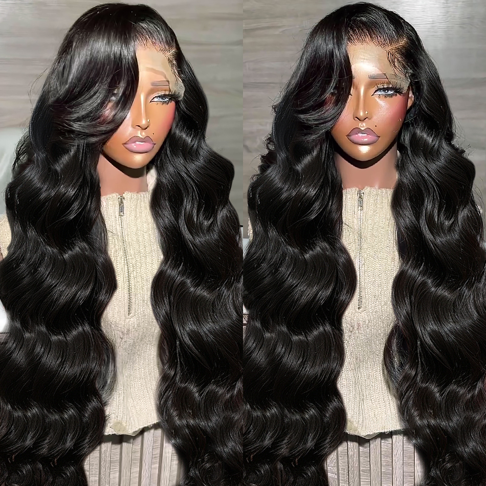 Perruque Lace Front Wig Body Wave brésilienne 360 noire/rouge, 40 pouces, 13x4, simulation de cheveux humains, pre-plucked, pour femmes