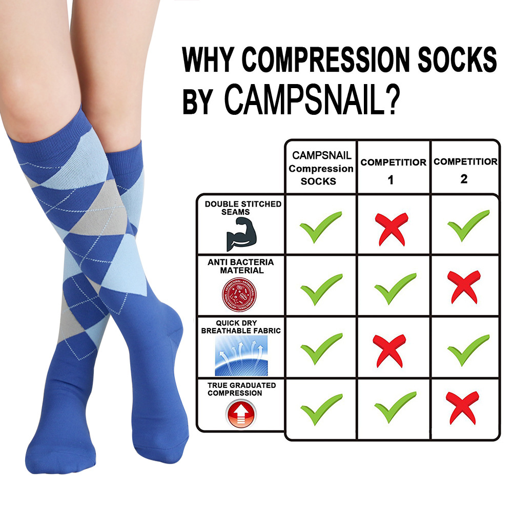 Kompressionsstrümpfe, Sportsocken, ideal für Anti-Ermüdung, Schmerzlinderung, kniehohe Herren- und Damensocken, Nylonsocken für Laufen, Wandern, Flug, Reisen, Durchblutung, Leichtathletik-Socken