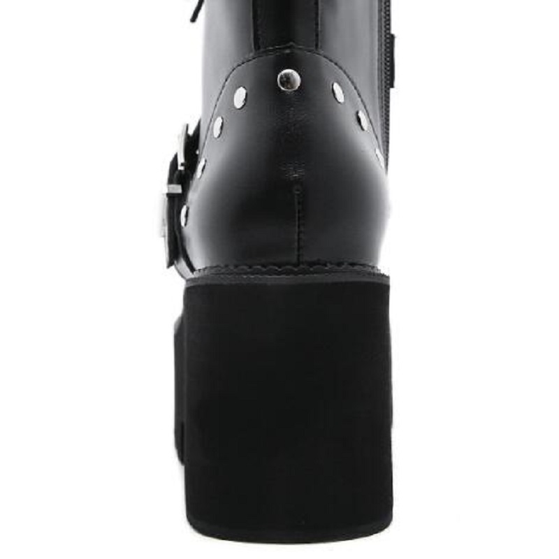 ビッグサイズの女性ハイヒールショートブーツファッションレースアップパンクスタイルシューズ2023新しい秋の冬の女性の足首ブーティー1AA54