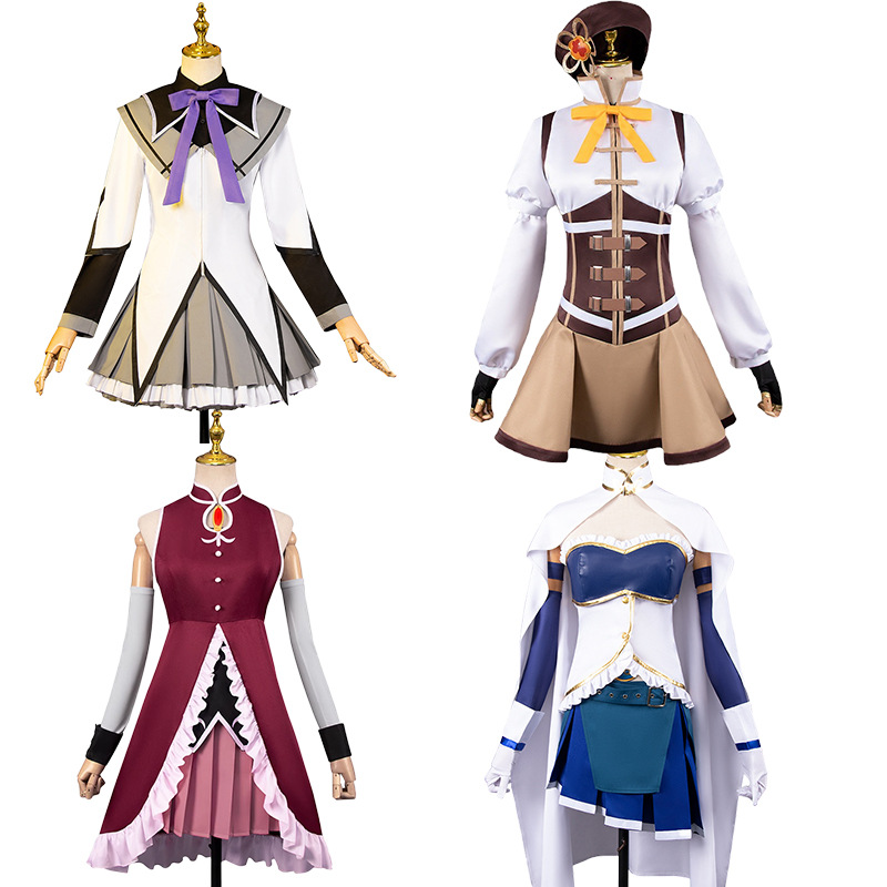 Catsuit Kostuums Anime Puella Magi Madoka Magica Sakura Kyouko Miki Sayaka Tomoe Mami Akemi Homura Cosplay Kostuum Pruik Bestrijdt Rok Uniform