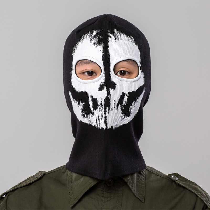 Accessoires de costumes jeu fantômes Skull Black Face Mask Cosplay Motorcycle Tactical Balaclava Hood Warmroproof Adult Unisexe Halloween Prop