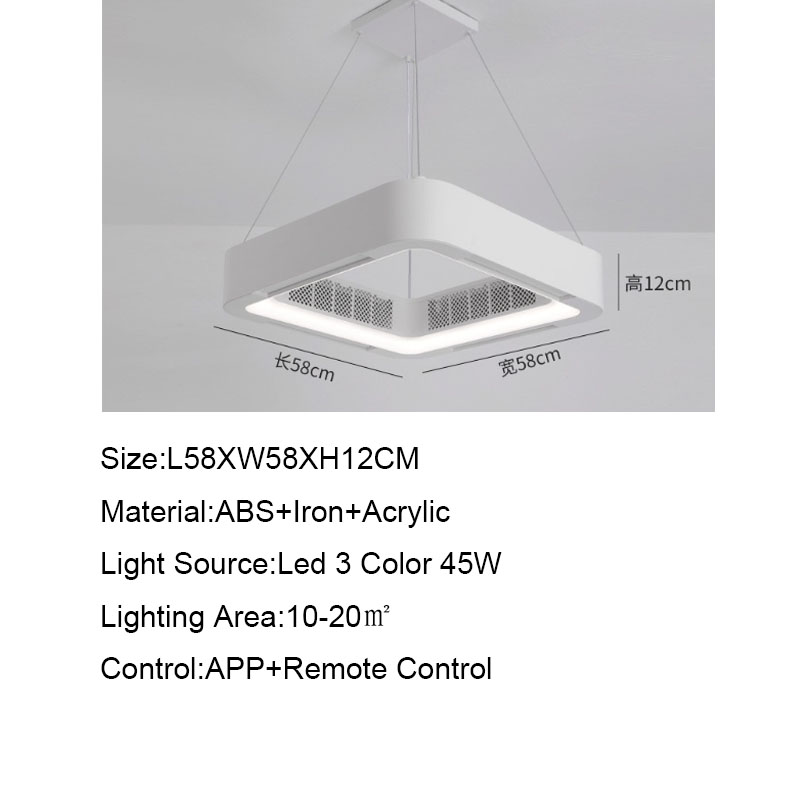 SMART APP Takfläktlampa med lätt bladlös fjärrkontroll utan blad DC LED Circulator Bedroom Living Room Office Fans