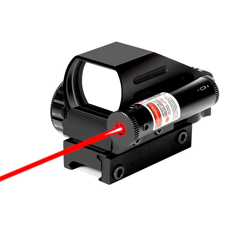 Taktik optik 1x22x33 kompakt refleks görüşü kırmızı yeşil nokta kapsamı ile entegre kırmızı lazer 4 retikül holografik tüfek
