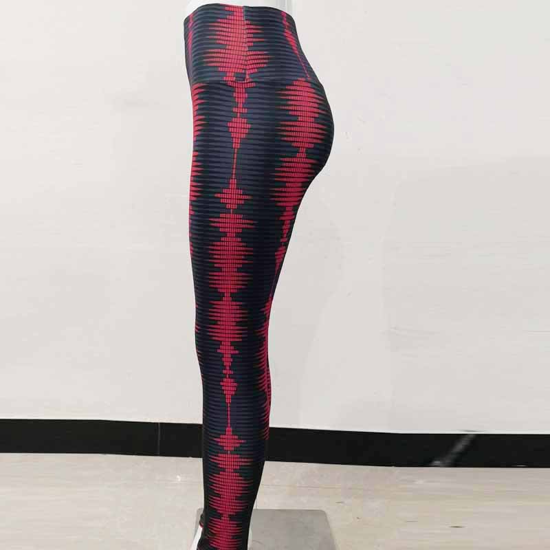 Collants d'entraînement doux, Leggings en Spandex imprimé rouge et noir pour femmes, tenues de Fitness, pantalons de Yoga, taille haute, vêtements de sport
