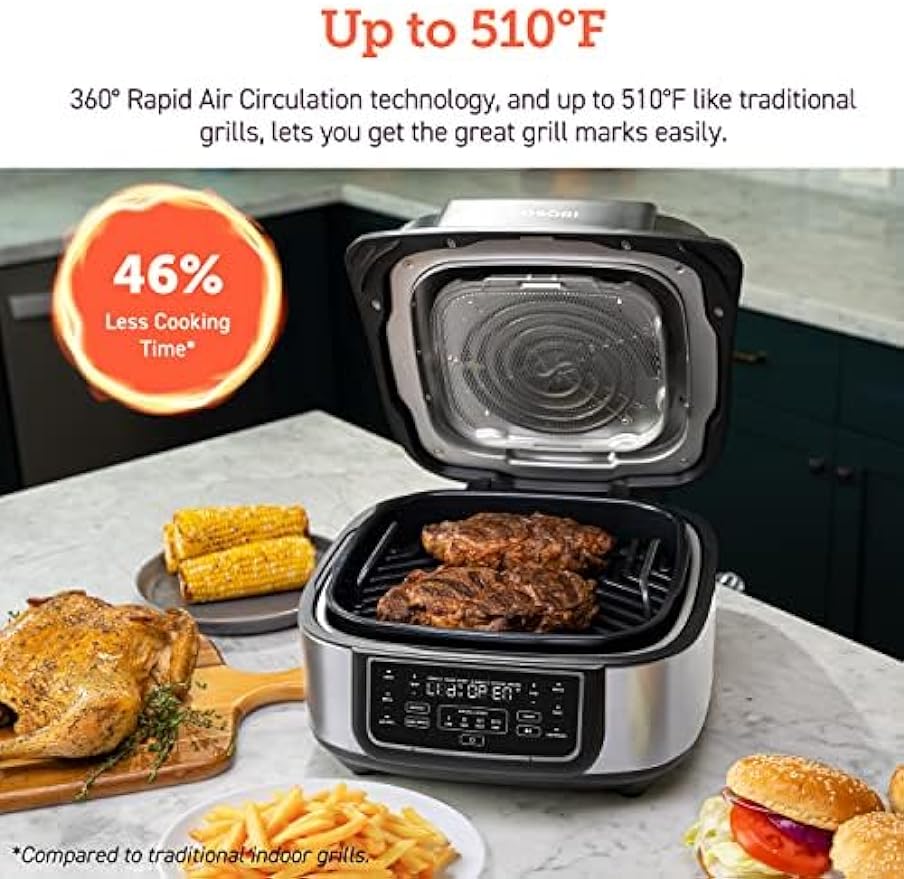 COSORI Electric Smokeless Indoor Grill Smart XL Air Fryer Combo, 8-i-1, 6qt, 100 recept, grill, broil, stek, baka, skarp