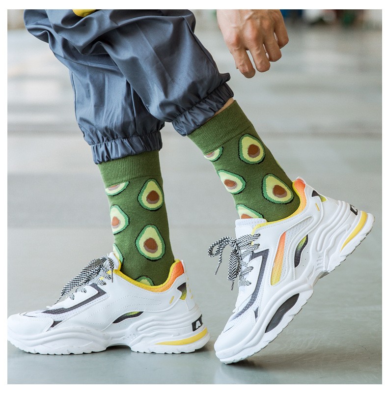 Hommes femmes chaussettes moyennes mode Hip Hop dessin animé chaussette drôle Animal fruits Skateboard respirant sport chaussettes décontractées